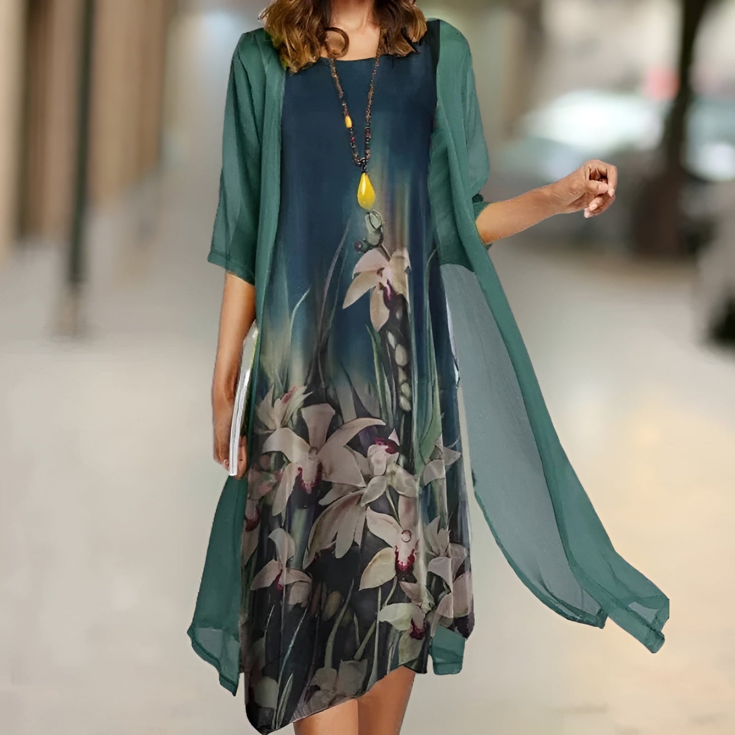 Nova™ | Elegantes Kleid- und Strickjacken-Set
