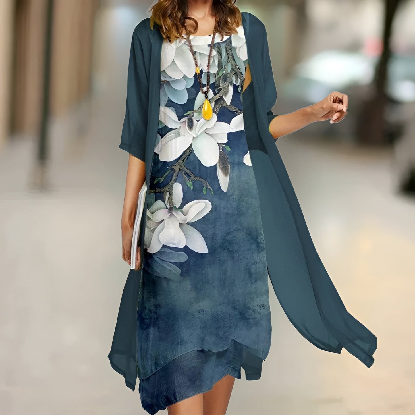 Nova™ | Elegantes Kleid- und Strickjacken-Set